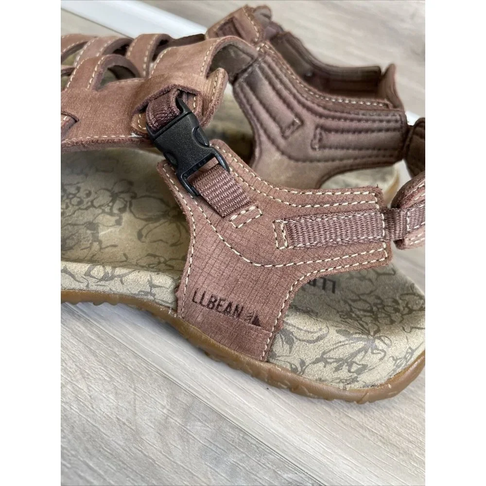 LL Bean L.L. Bean Womens Brown Strappy Strap Sandals With Hook Closure Sz‎ 8